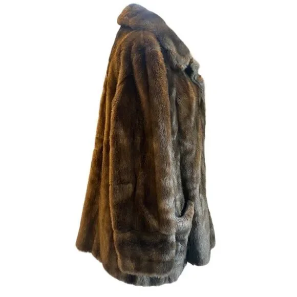✨TRENDING✨ Vintage Diamonte Tissavel Faux Fur Coat Made in France Women's L - Picture 3 of 9